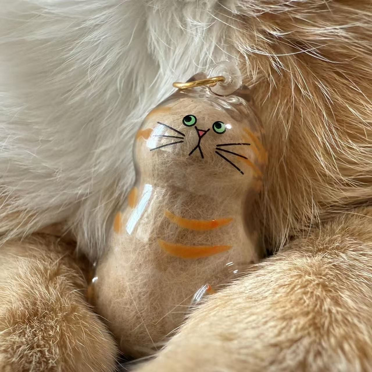 Cat Fur Keepsake Charm – Transparent Bag Pendant